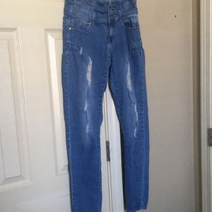 Light blue distressed jeans